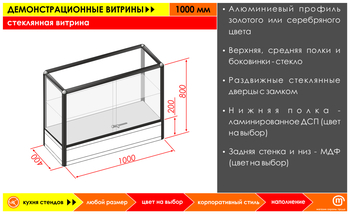 Стеклянная витрина (1000 мм) - Стенды - Комплектующие для стендов - Магазин охраны труда Протекторшоп